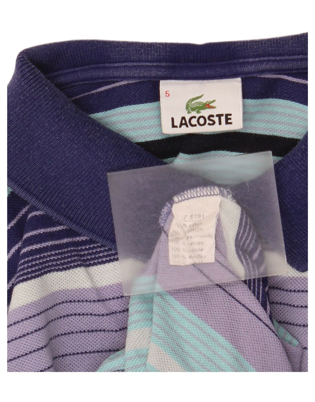 Мужская рубашка-поло Lacoste, размер 5, большая хлопковая разноцветная полоска