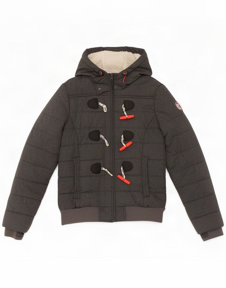 Женская стеганая куртка с капюшоном Superdry UK 10, маленький серый полиэстер