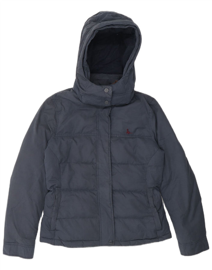 Женская стеганая куртка Jack Wills с капюшоном UK 8, маленькая, темно-синяя, полиэстер