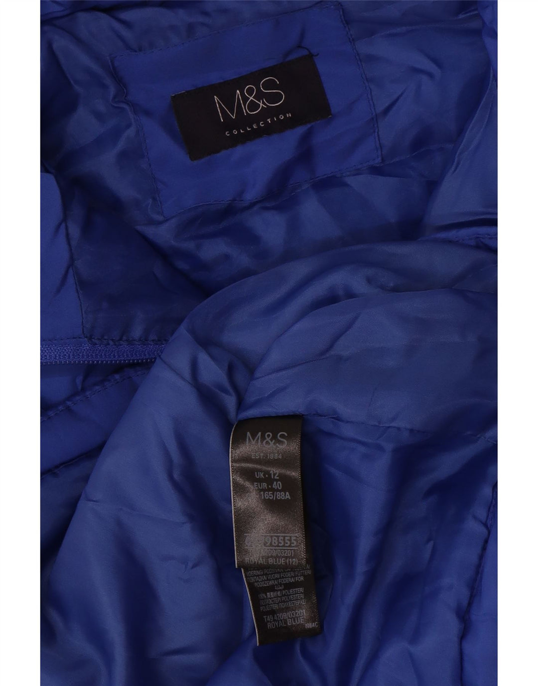 Женский утепленный жилет Marks & Spencer UK 12, средний синий полиэстер