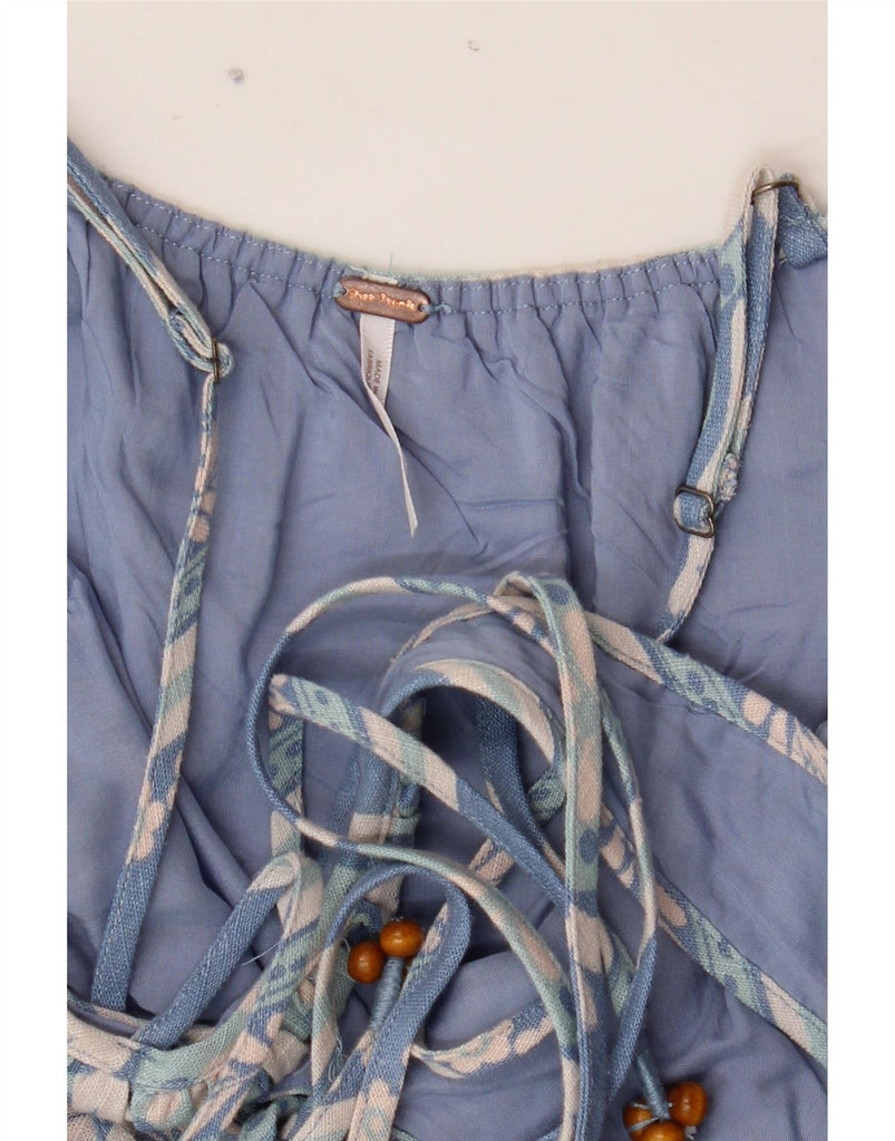 FREE PEOPLE Womens Halter Top UK 14 Medium Blue Floral Vintage Free People and Second-Hand Free People from Messina Hembry 