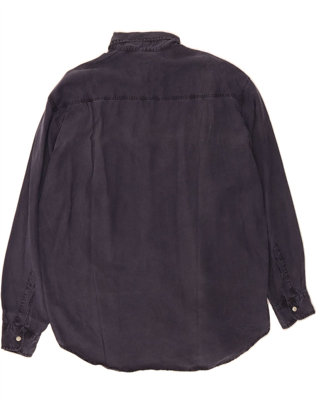 TRUSSARDI JEANS Mens Shirt Large Navy Blue Lyocell Vintage Trussardi Jeans and Second-Hand Trussardi Jeans from Messina Hembry 