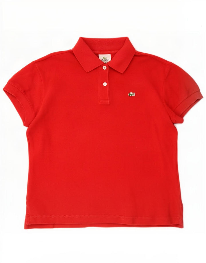 Женская укороченная рубашка-поло Lacoste, размер 40, красный хлопок, средний размер
