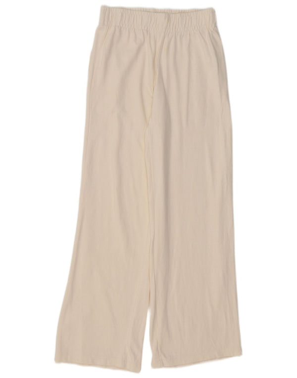 Zara Womens Tracksuit Trousers UK 8 Small  Off White Cotton