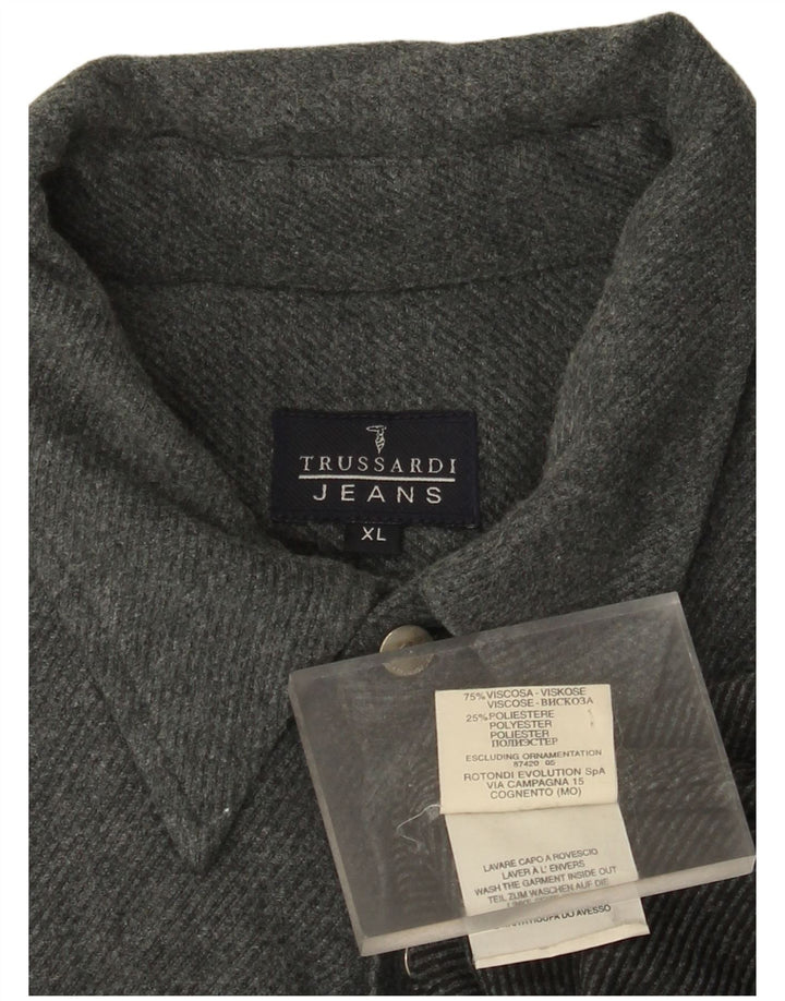 Мужская фланелевая рубашка Trussardi Jeans XL серая вискоза