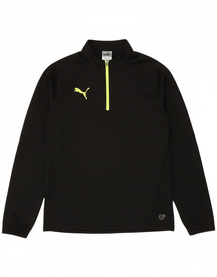 PUMA Mens Zip Neck Pullover Tracksuit Top Small Black
