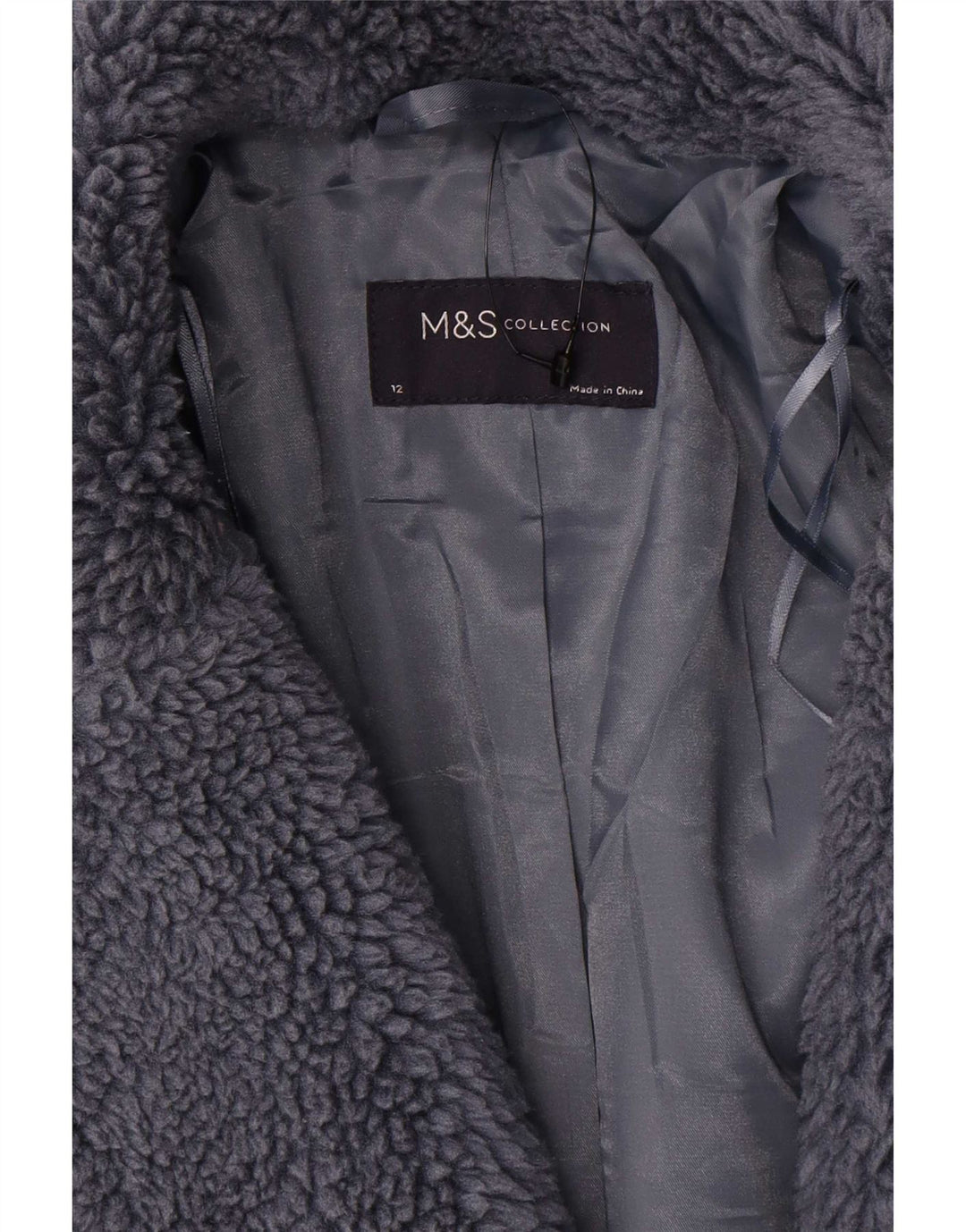 Женское пальто оверсайз из искусственного меха Marks & Spencer UK 12, средний серый