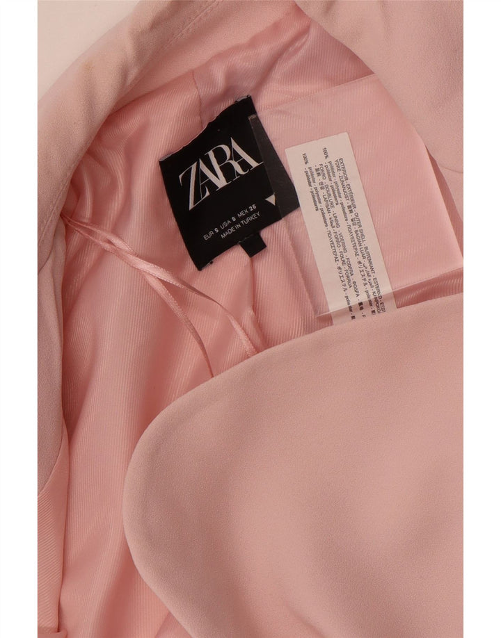 Женский пиджак Zara с 2 пуговицами, Великобритания 10, маленький розовый полиэстер