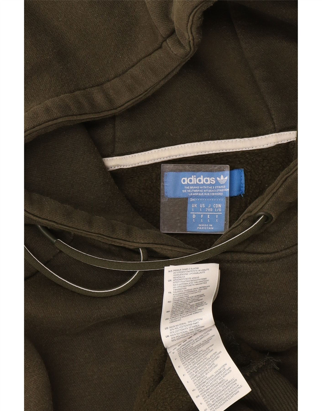 Мужской джемпер с капюшоном Adidas с рисунком, большой хлопок цвета хаки