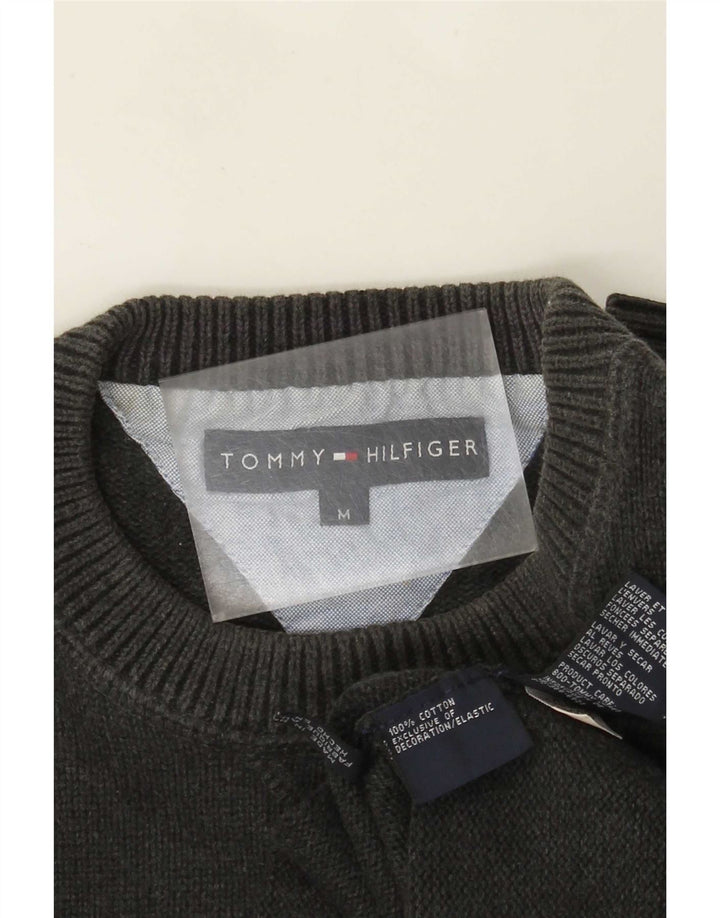 Мужской джемпер с круглым вырезом Tommy Hilfiger, хлопковый свитер среднего серого цвета