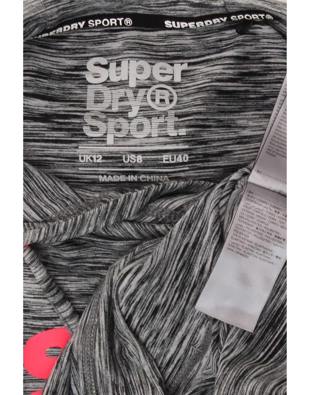 Женский джемпер с капюшоном Superdry UK 12, средний серый полиэстер с крапинками