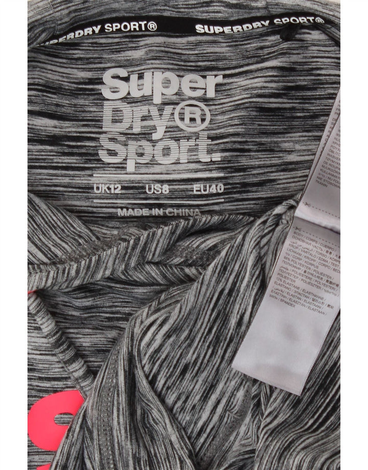 Женский джемпер с капюшоном Superdry UK 12, средний серый полиэстер с крапинками