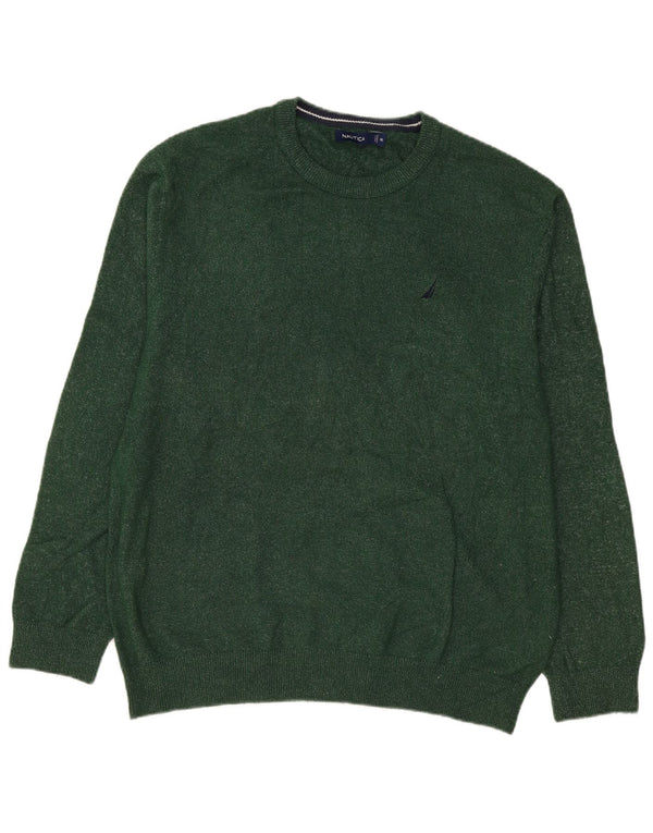 Мужской джемпер с круглым вырезом Nautica, 2XL, зеленый хлопок с крапинками