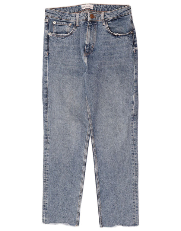 Женские укороченные джинсы с высокой талией Zara EU 40, средние W30 L26, синие, хлопок
