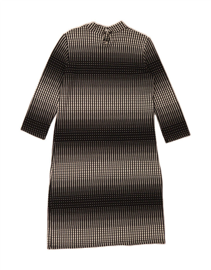 VINTAGE Womens 3/4 Sleeve Shift Dress IT 42 Medium Black Check Polyester Vintage Vintage and Second-Hand Vintage from Messina Hembry 