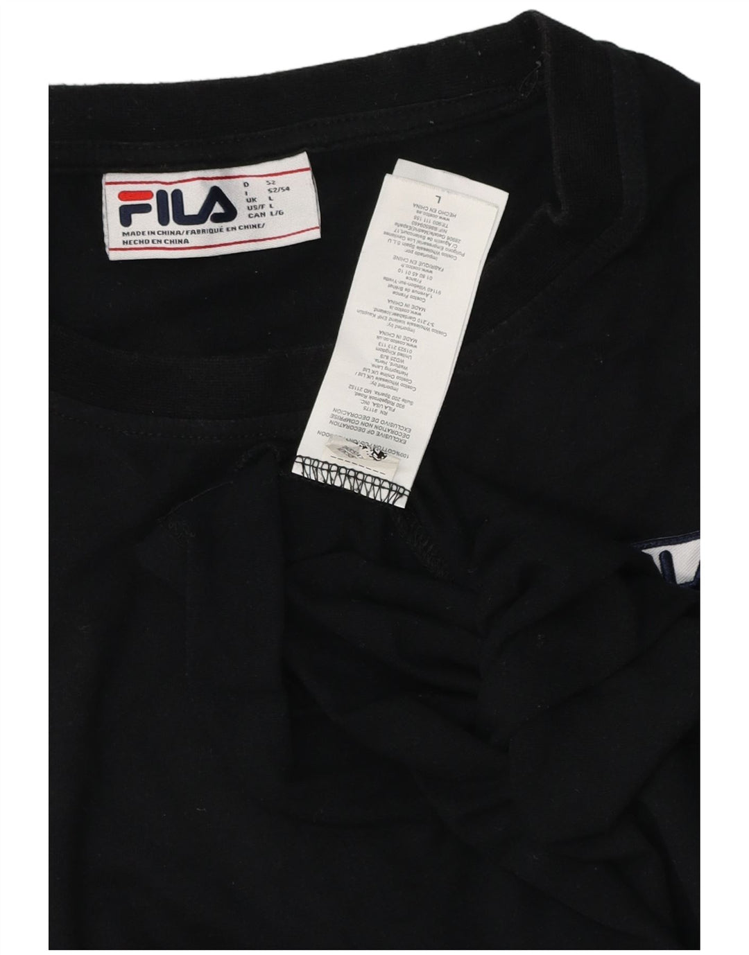Женская футболка FILA, большой черный хлопок
