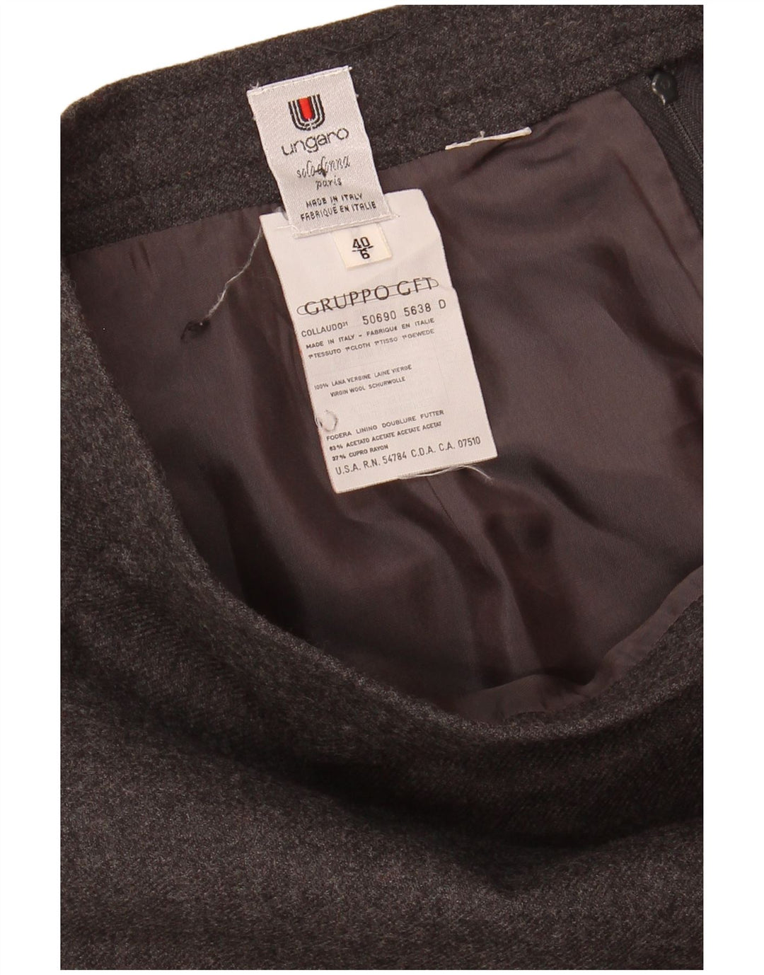 UNGARO Женская прямая юбка IT 40 Small W26 Grey Cupro