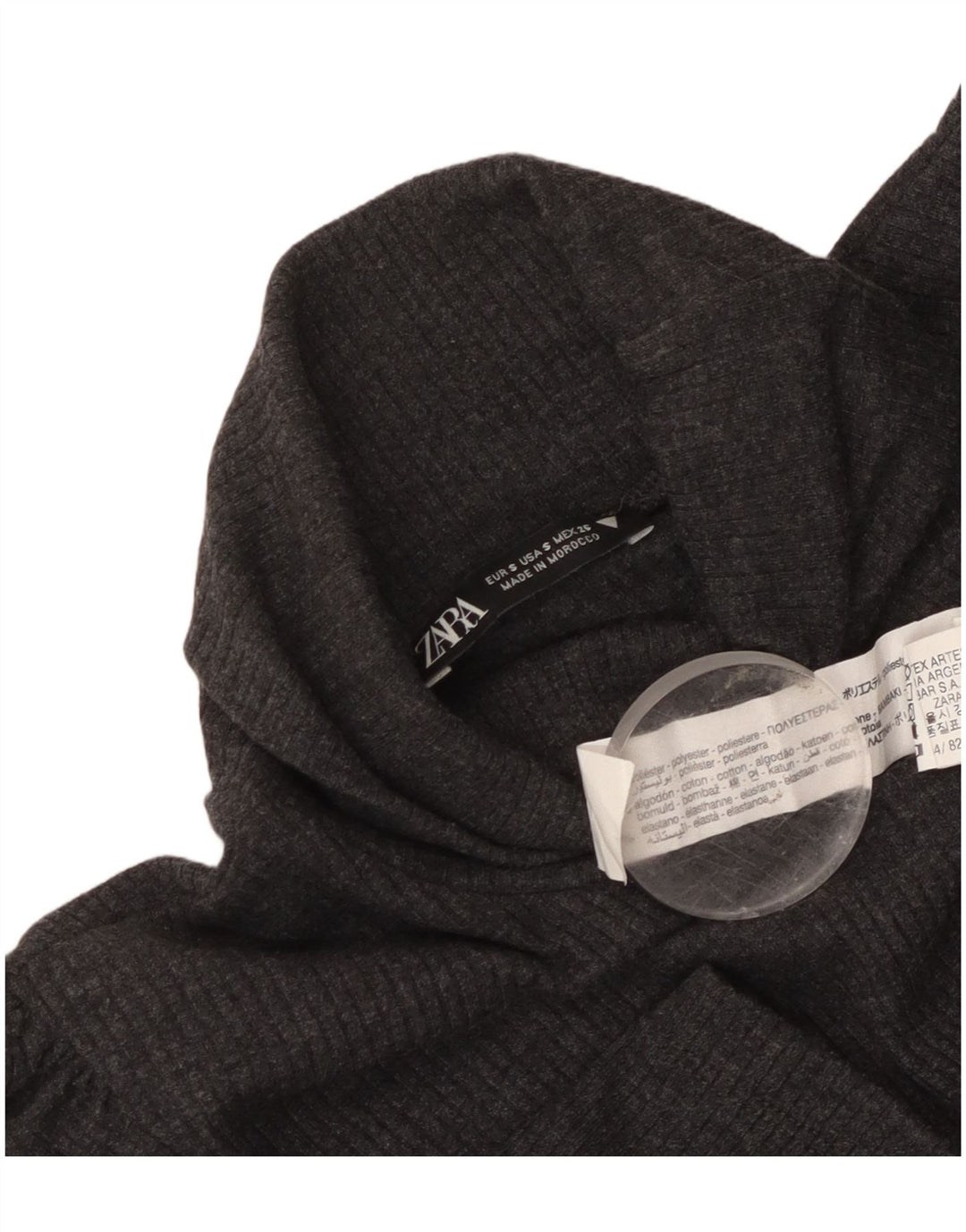 Женское платье-джемпер Zara с высоким воротником и короткими рукавами, Великобритания, 8, маленькое серое, полиэстер