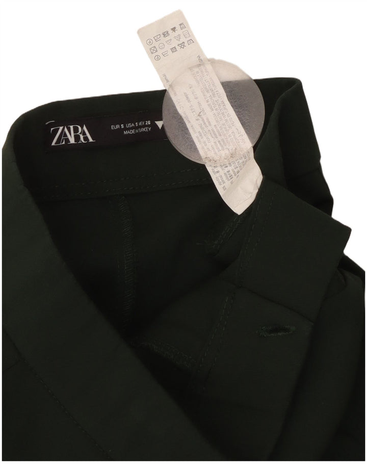 ZARA Женские повседневные брюки Bootcut, маленький размер W26 L25, зеленый хлопок