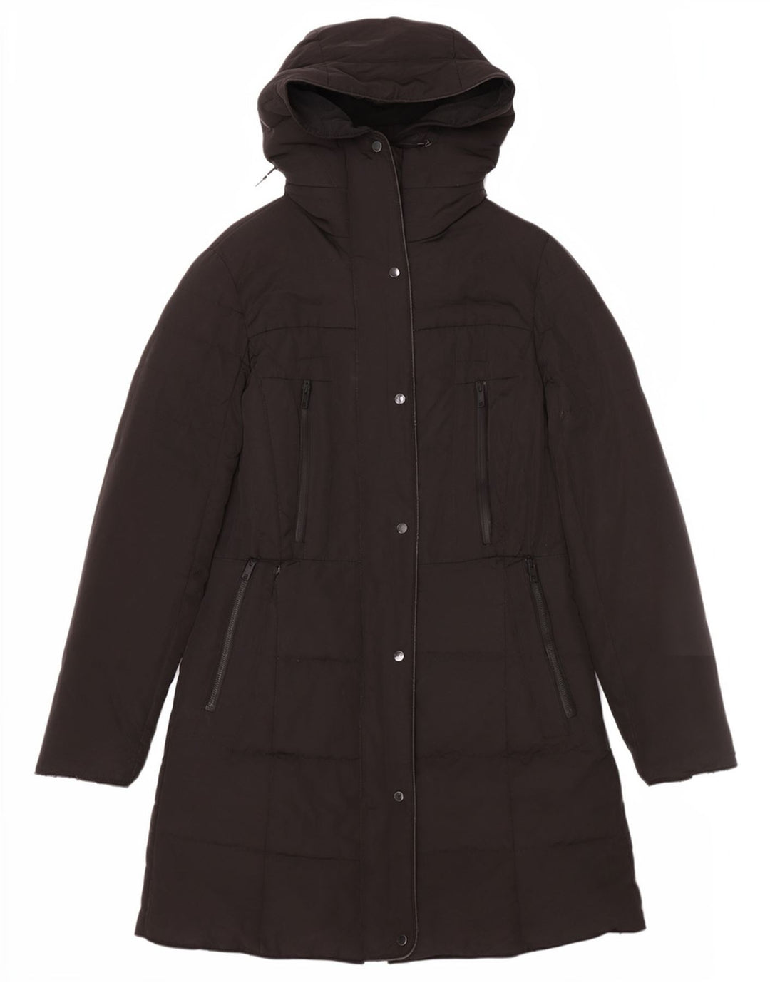Женское пуховое пальто с капюшоном Zara UK 14, средний черный