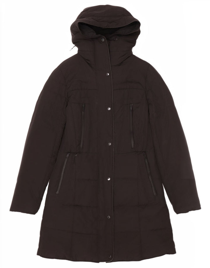 Женское пуховое пальто с капюшоном Zara UK 14, средний черный