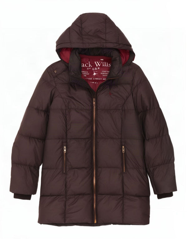 Женское стеганое пальто с капюшоном Jack Wills UK 8, маленький серый полиэстер