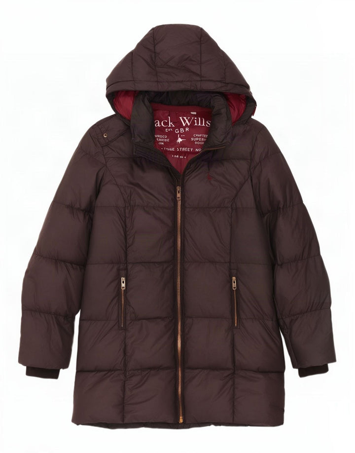 Женское стеганое пальто с капюшоном Jack Wills UK 8, маленький серый полиэстер