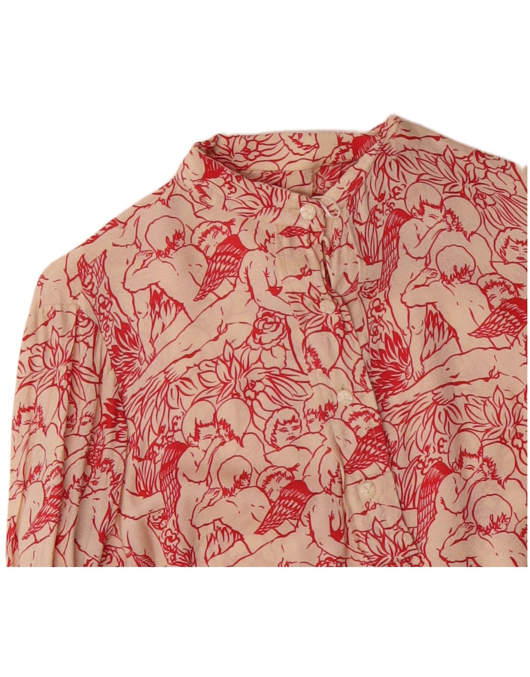 Женская блузка-рубашка с рисунком VINTAGE UK 12, средний белый цвет