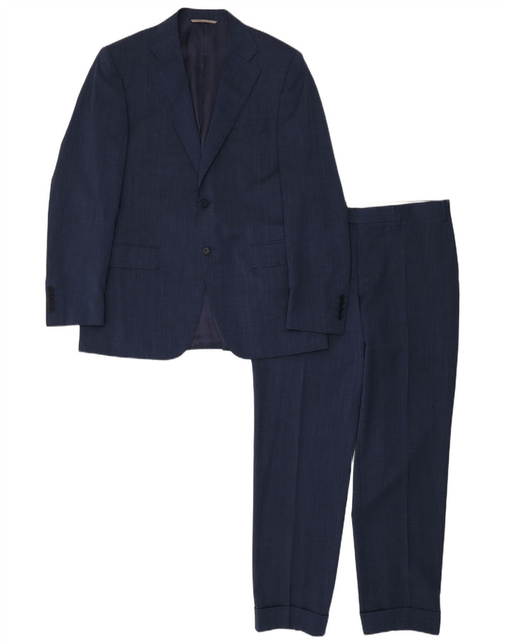 Мужской костюм из двух предметов Canali с 2 пуговицами IT 50, большой W34 L30, темно-синий, шерсть