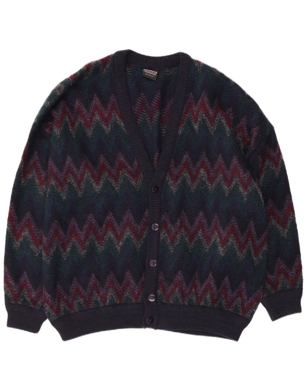 WESTBURY Mens Cardigan Sweater 2XL Multicoloured Chevron Acrylic