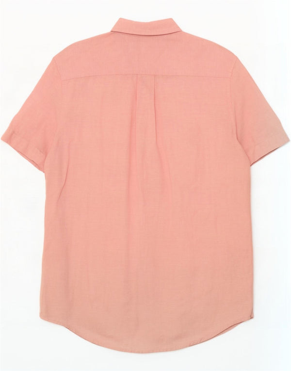 Tommy Hilfiger Мужская рубашка стандартного кроя с короткими рукавами, маленькая розовая льняная