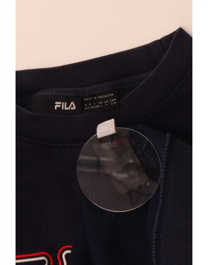 Fila Мужской свитшот с графическим рисунком, большой темно-синий хлопковый джемпер