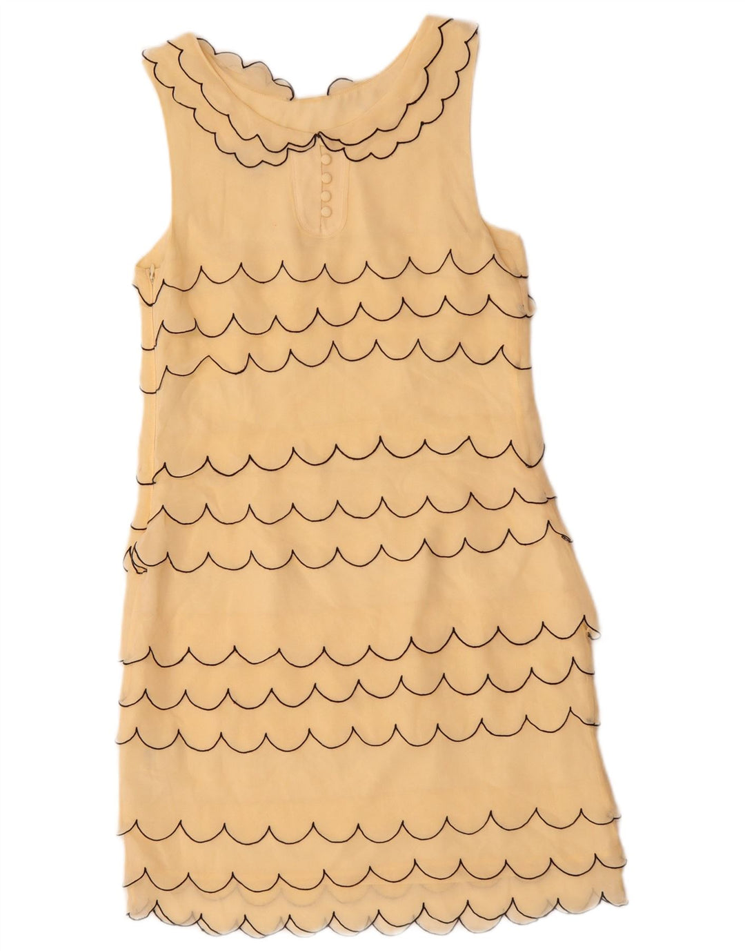 ВИНТАЖНОЕ женское платье-футляр без рукавов, Великобритания, 6 XS, бежевое, шелковое в полоску