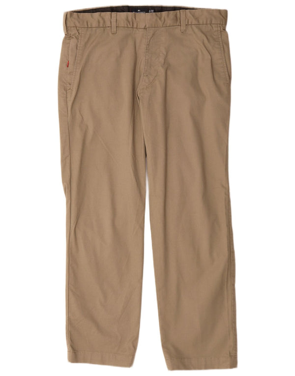 Marks & Spencer Mens Straight Chino Trousers W36 L29 Beige Cotton