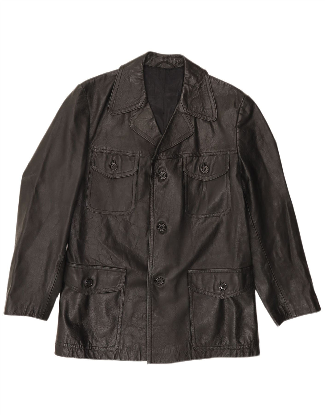 Мужская кожаная куртка VINTAGE UK 38 средний черный