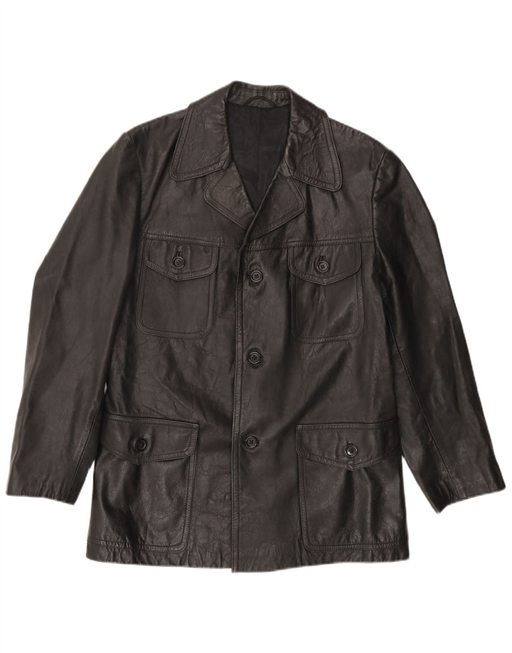 Мужская кожаная куртка VINTAGE UK 38 средний черный