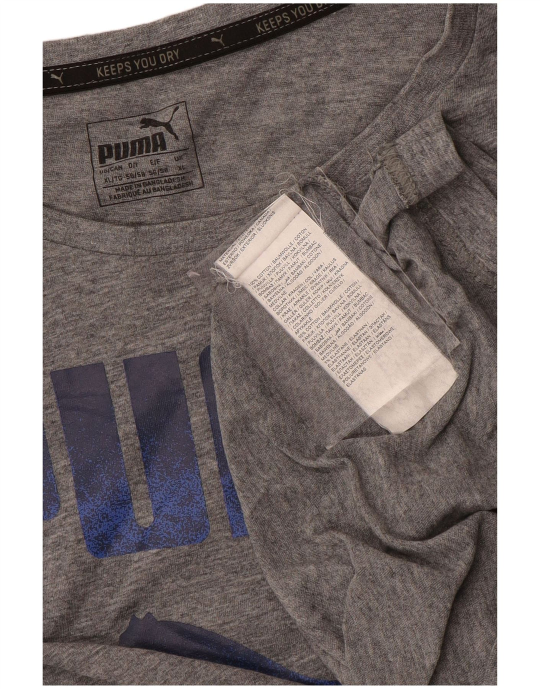 Мужская футболка с рисунком Puma XL, серый хлопок с крапинками