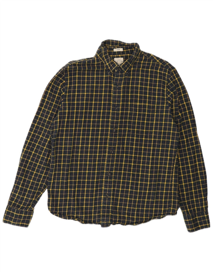 Мужская тонкая фланелевая рубашка J. CREW, большой размер, темно-синяя клетка, хлопок