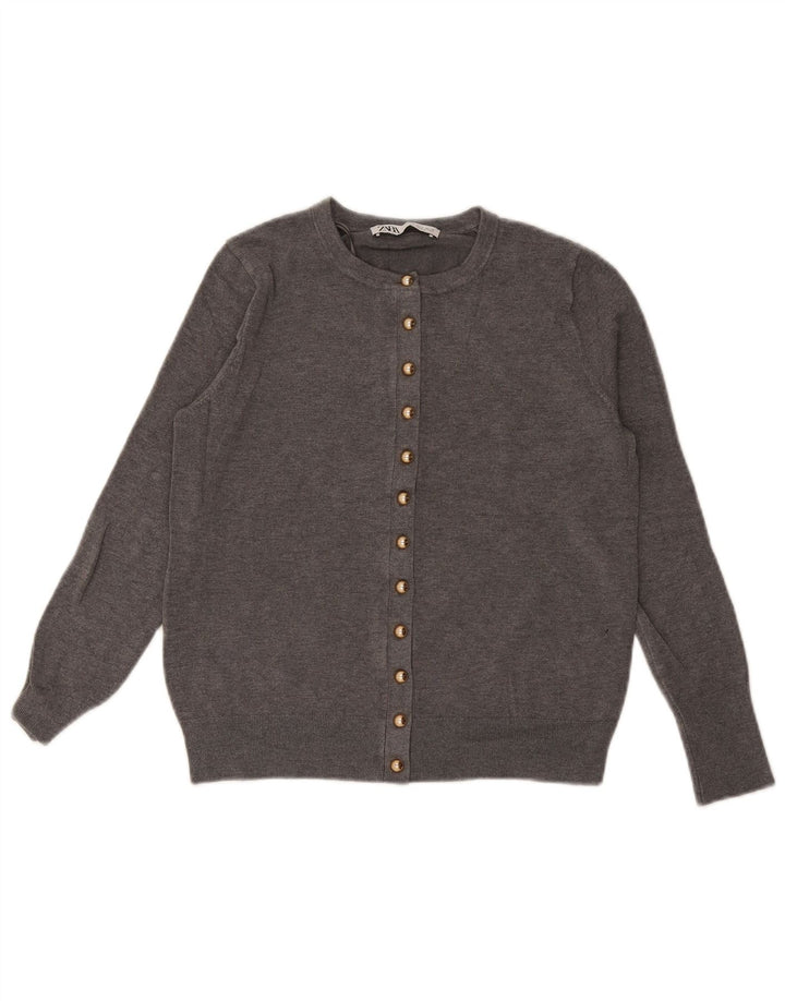 Женский кардиган Zara UK 12, вискоза среднего серого цвета
