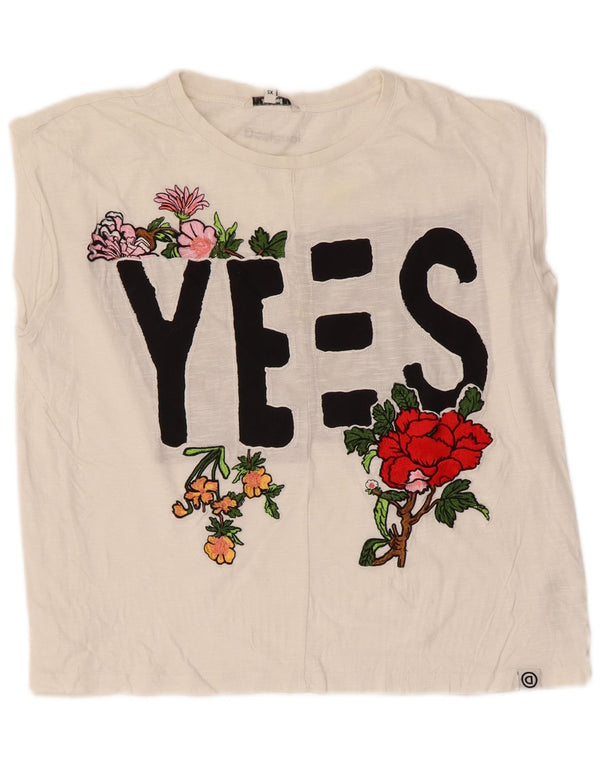 Женский оверсайз-жилет с графическим рисунком Desigual UK 6 XS, белый хлопок