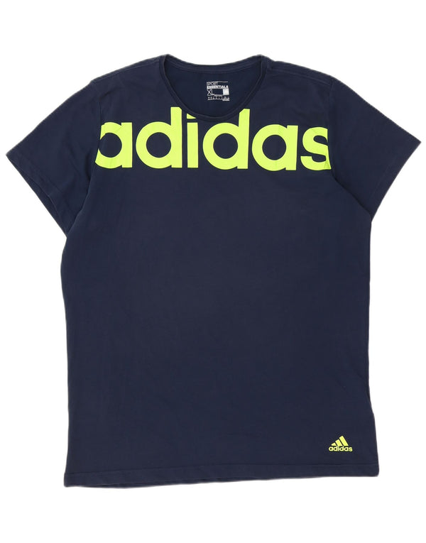 ADIDAS Мужская футболка с рисунком Climalite Top XL Темно-синий хлопок