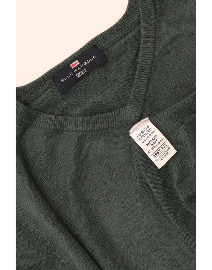 Мужской джемпер с v-образным вырезом MARKS & SPENCER UK 38/40, средний зеленый