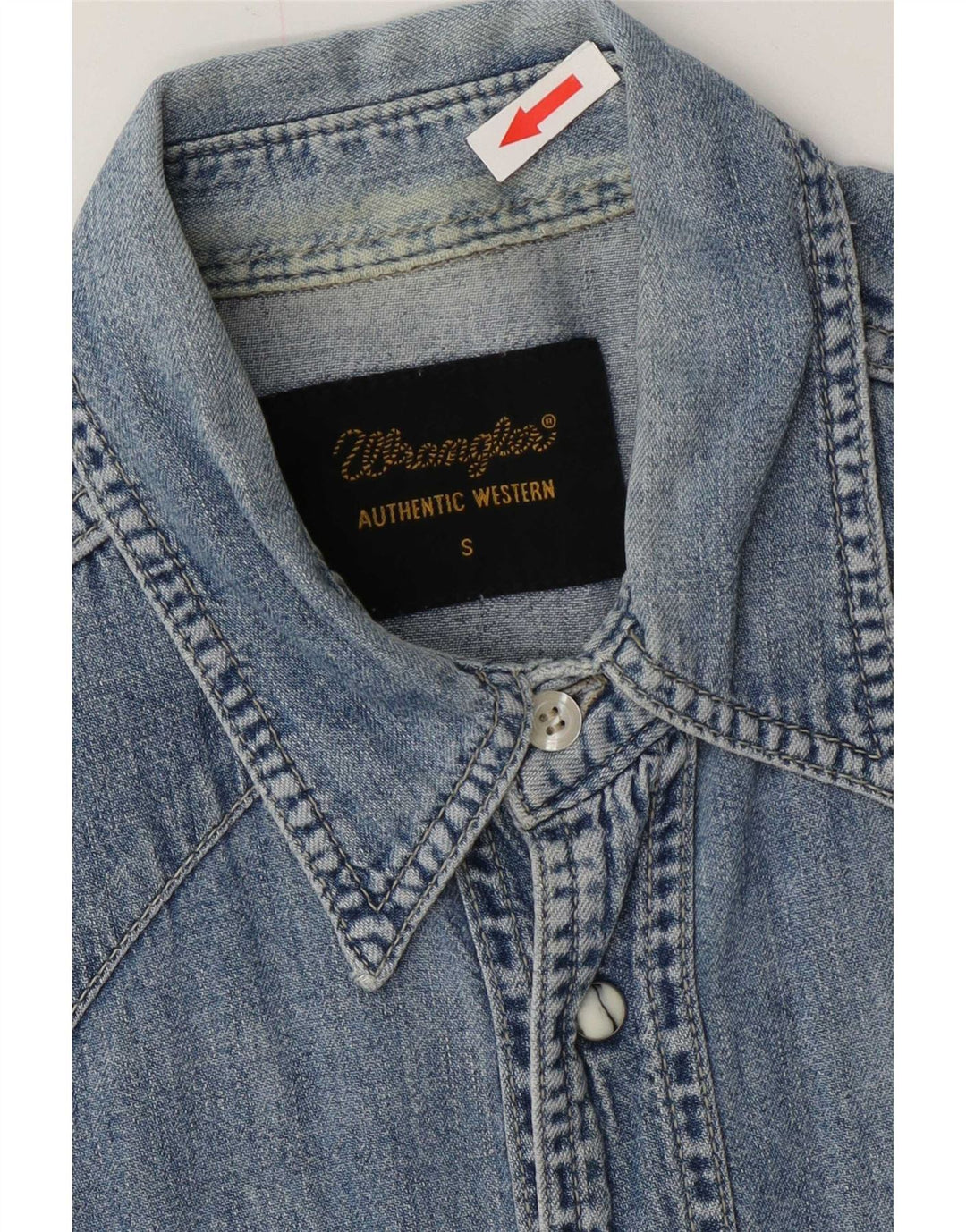 Мужская джинсовая рубашка Wrangler в стиле вестерн, маленькая синяя, хлопок