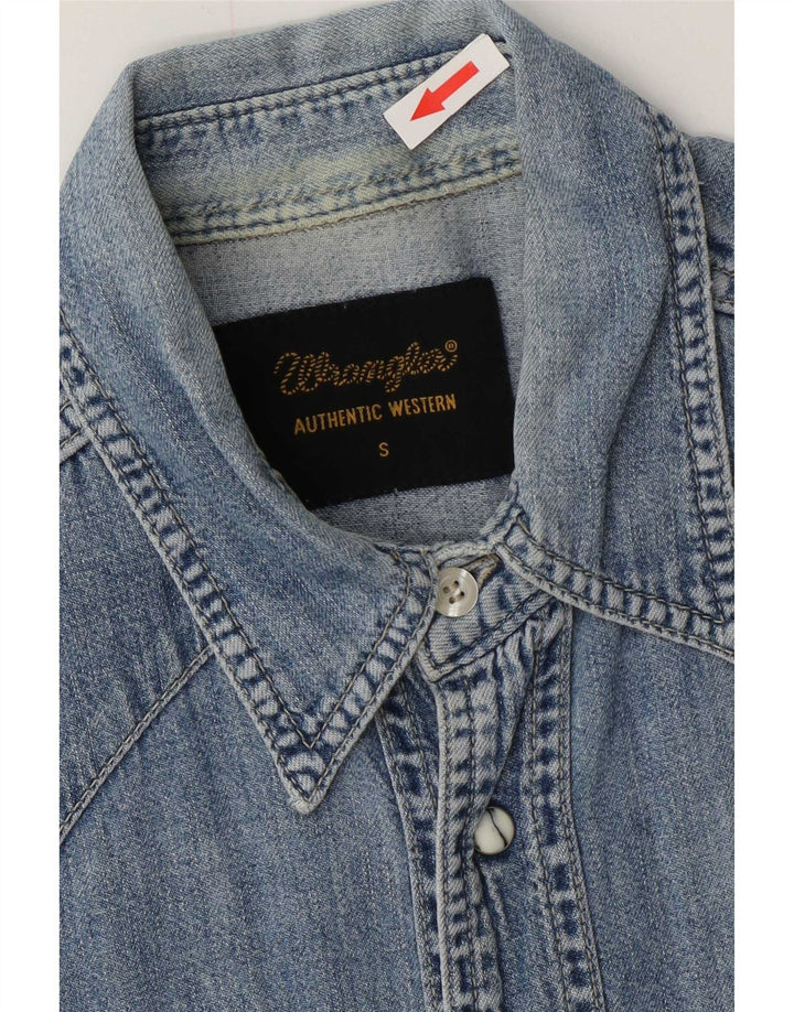 Мужская джинсовая рубашка Wrangler в стиле вестерн, маленькая синяя, хлопок