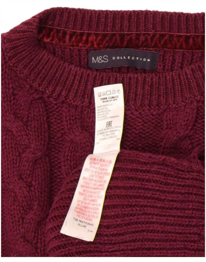 Женский джемпер с круглым вырезом Marks & Spencer UK 14, средний бордовый цвет