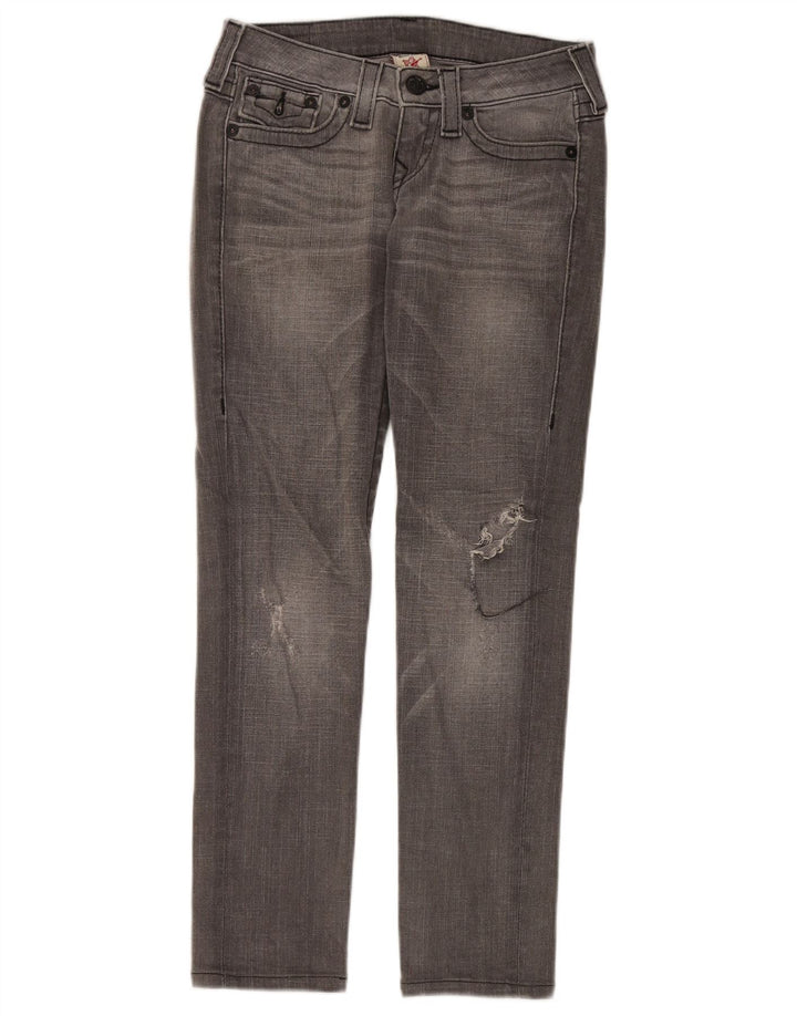 Женские потертые узкие джинсы True Religion W26 L29, серый хлопок