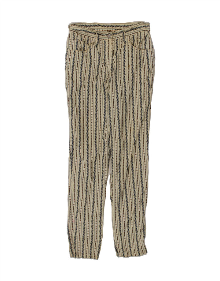 VINTAGE Womens Abstract Pattern Casual Trousers IT 42 Medium W28 L29 Beige Vintage Vintage and Second-Hand Vintage from Messina Hembry 