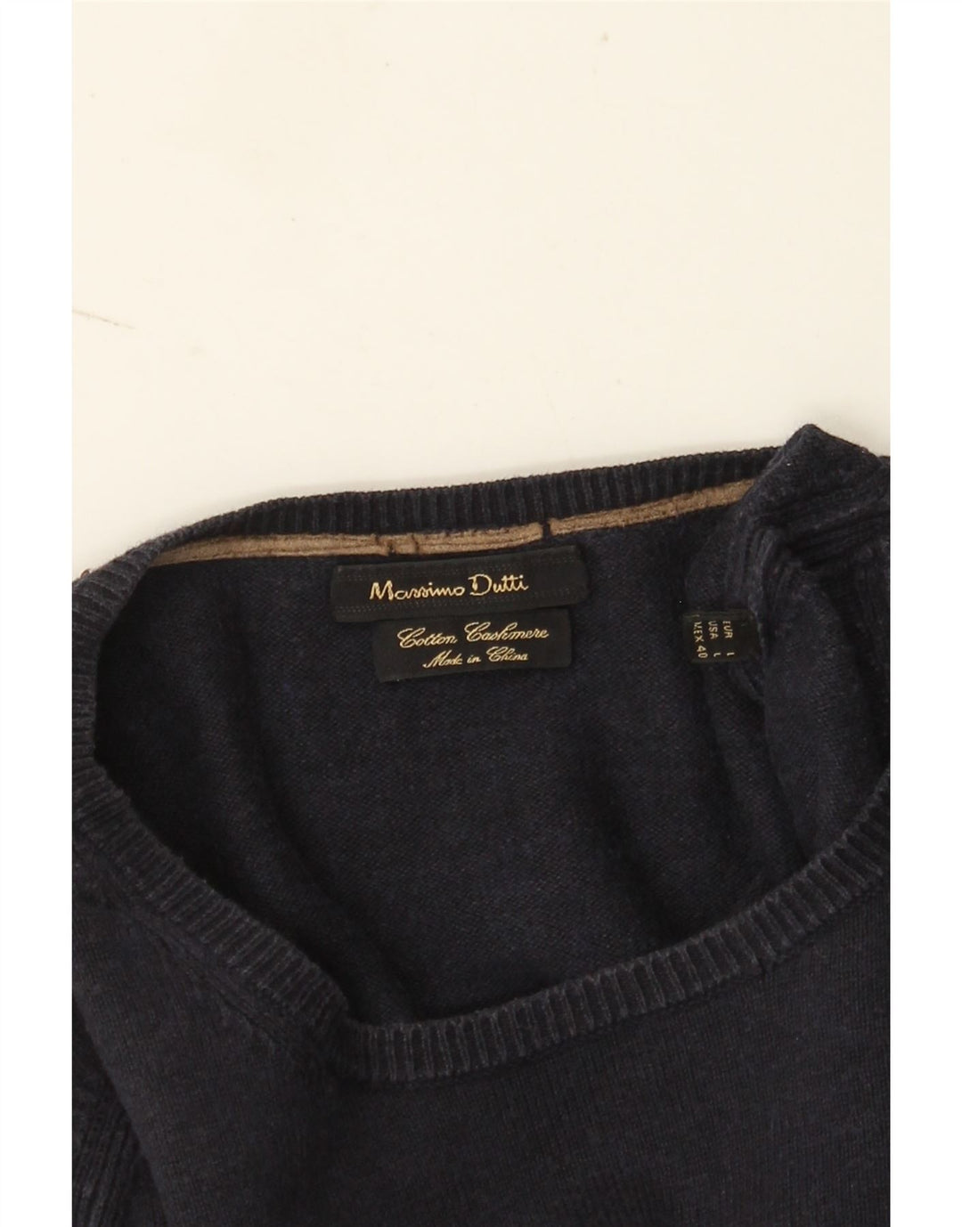 Мужской джемпер с круглым вырезом Massimo Dutti, большой темно-синий хлопковый свитер