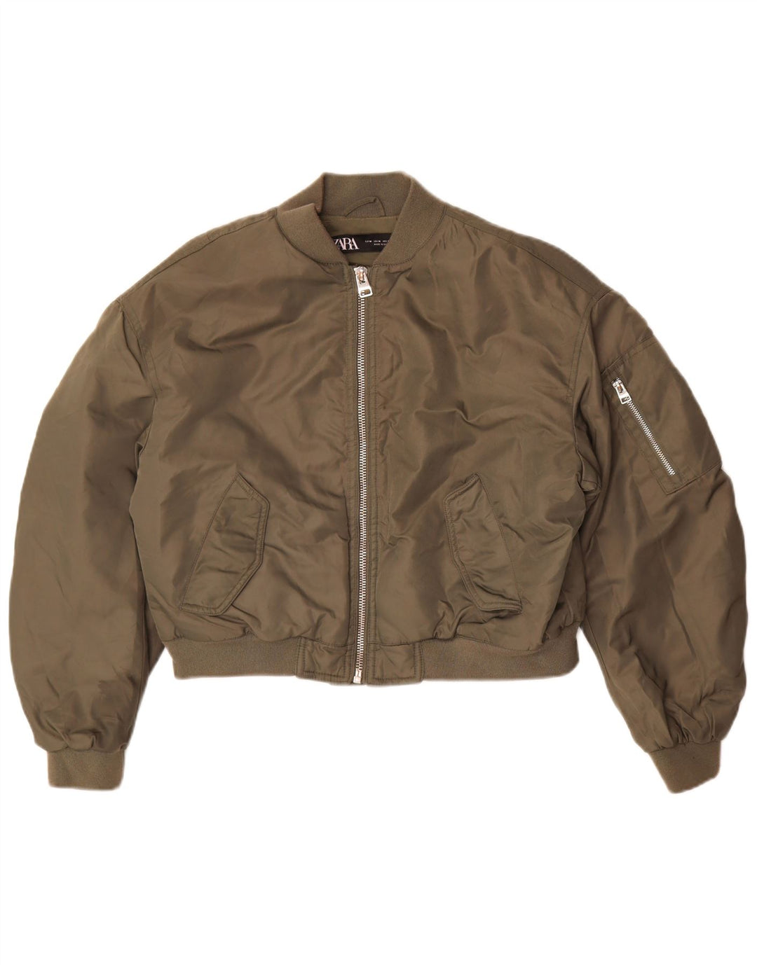 Женская укороченная куртка-авиатор Zara Oversized Flight UK 14, средний цвет хаки