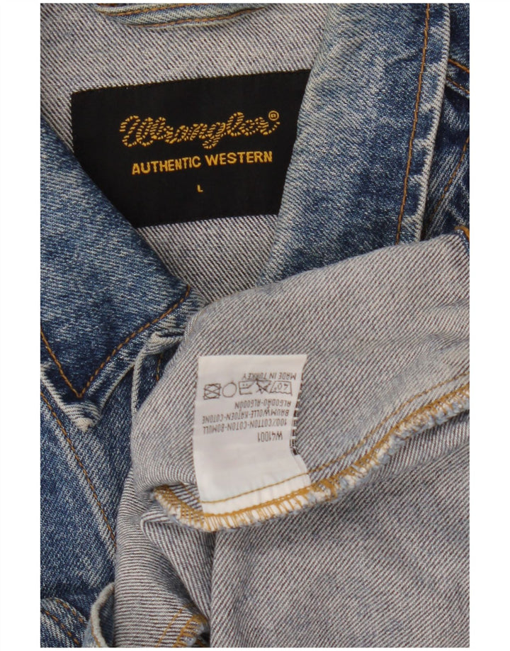 Мужская джинсовая куртка Wrangler UK 40, большая синяя хлопковая ткань